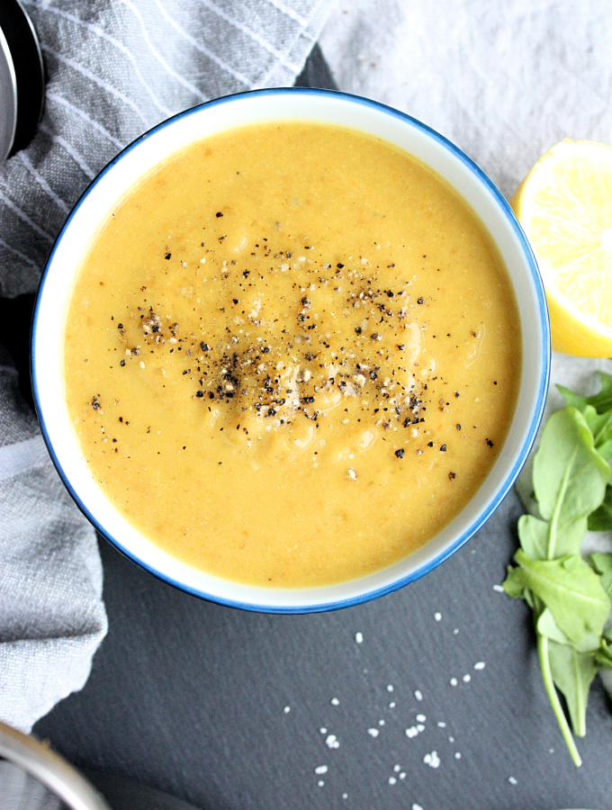 Cauliflower Lentil Lemon Soup