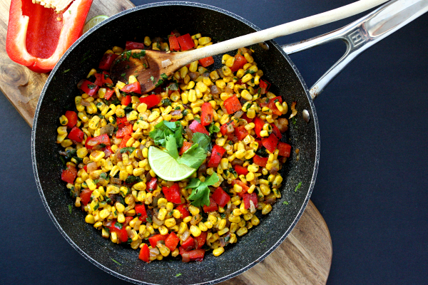 Sautéed sweet corn with red pepper and cilantro - Monday Sunday Kitchen