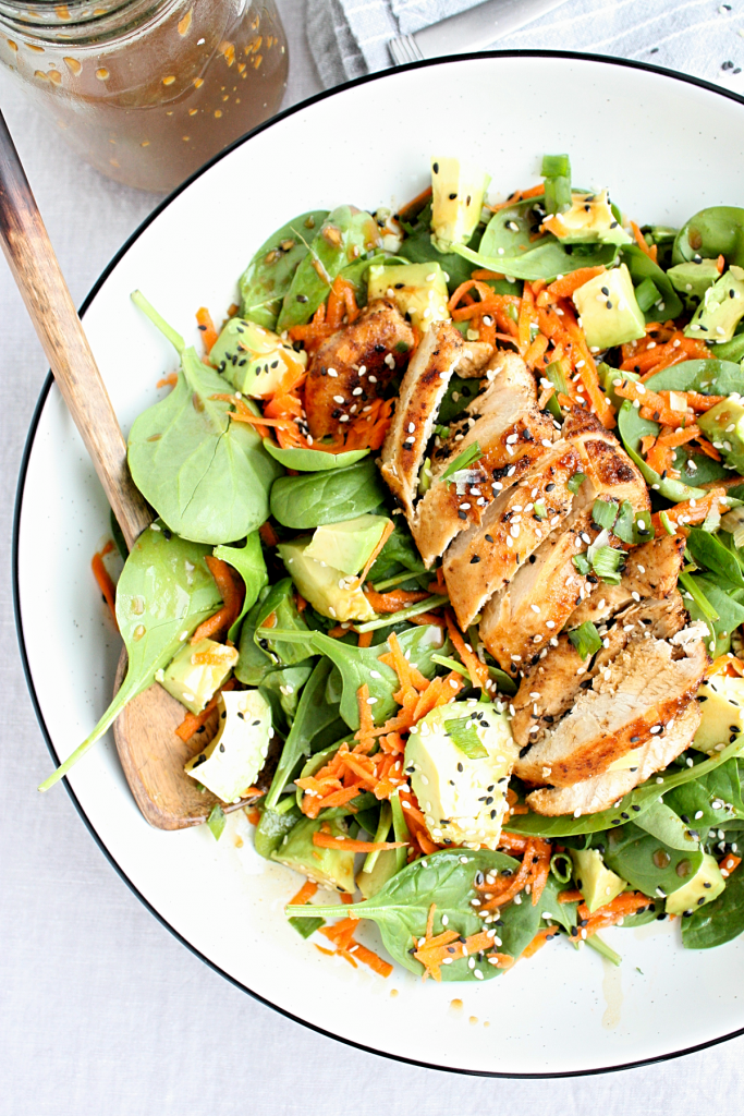 Loaded Sesame Ginger Spinach Salad - Monday Sunday Kitchen