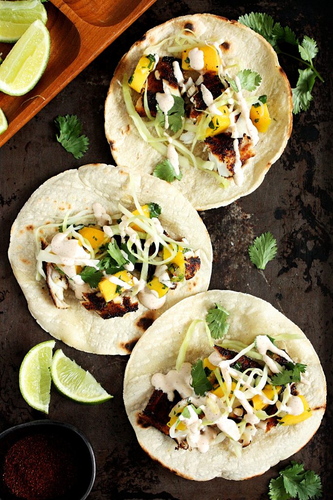 Easy Tilapia Fish Tacos with Mango Salsa and Slaw - Monday ...