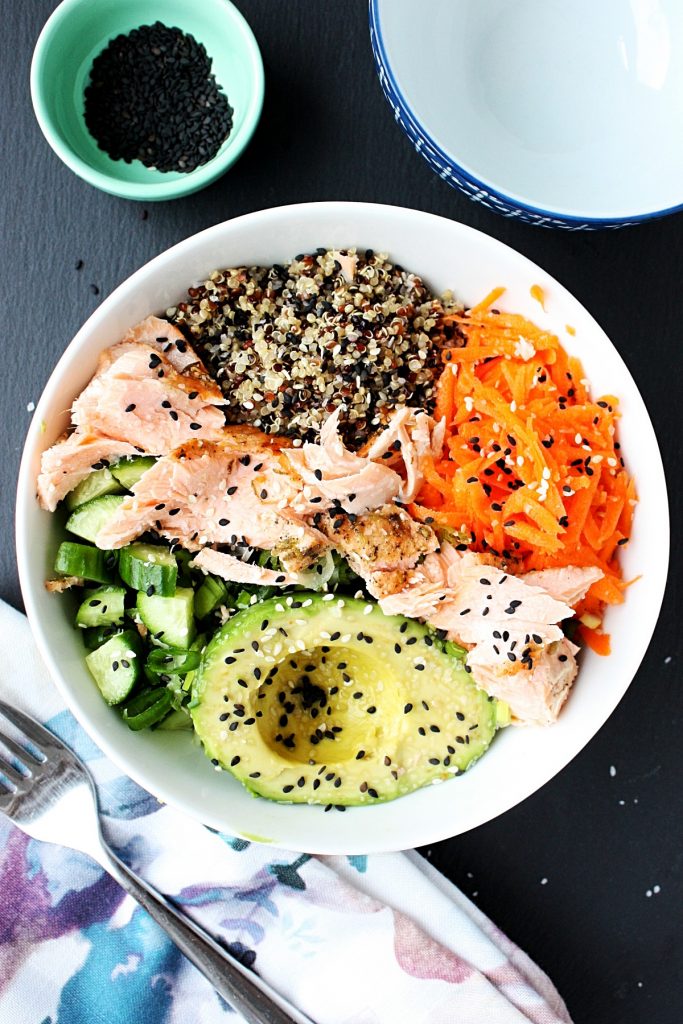 Salmon Poke Bowl Recipe with Quinoa - Monday Sunday Kitchen